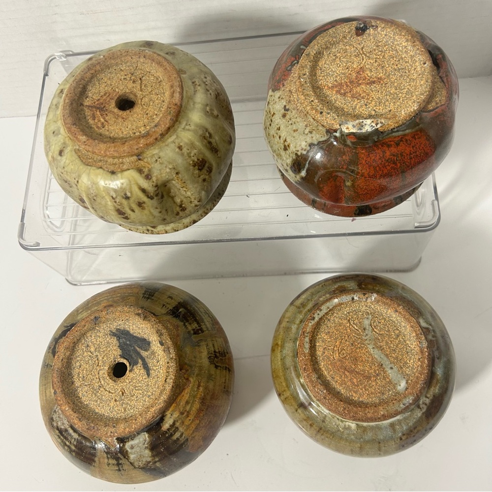 Studio Art Pottery Handcrafted Ceramic Rustic Pottery Set of 4 - Multicolor - Picture 6 of 7